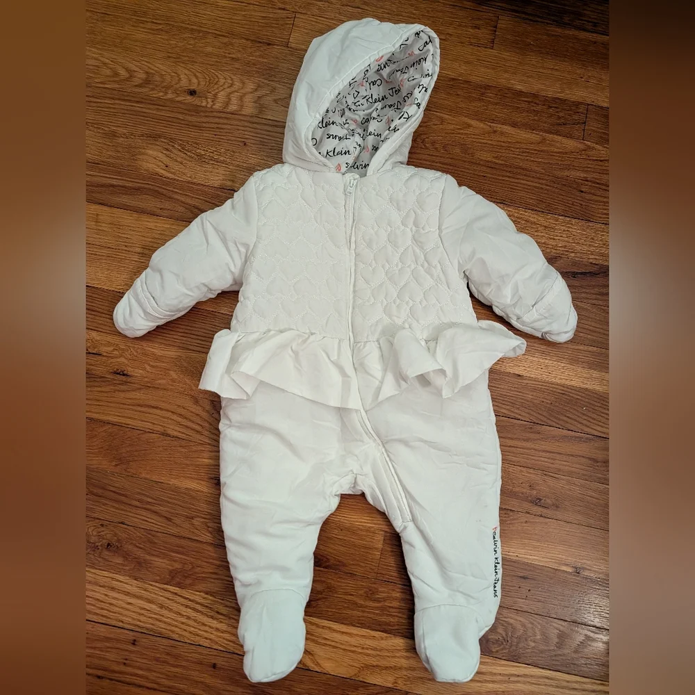 Calvin Klein Snowsuit In White Size 6-9 Months